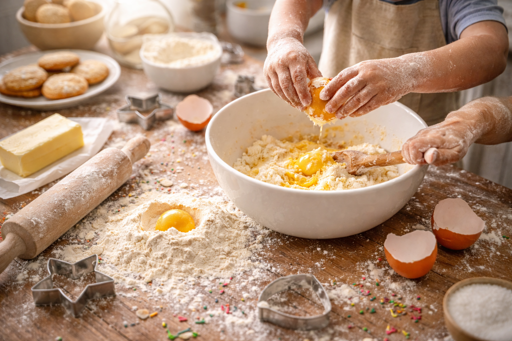 messy baking bowl and flour vibes