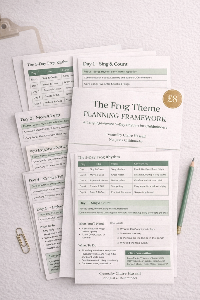 Frog Theme Planning Framework for Childminders &ndash; 5 Day EYFS Plan