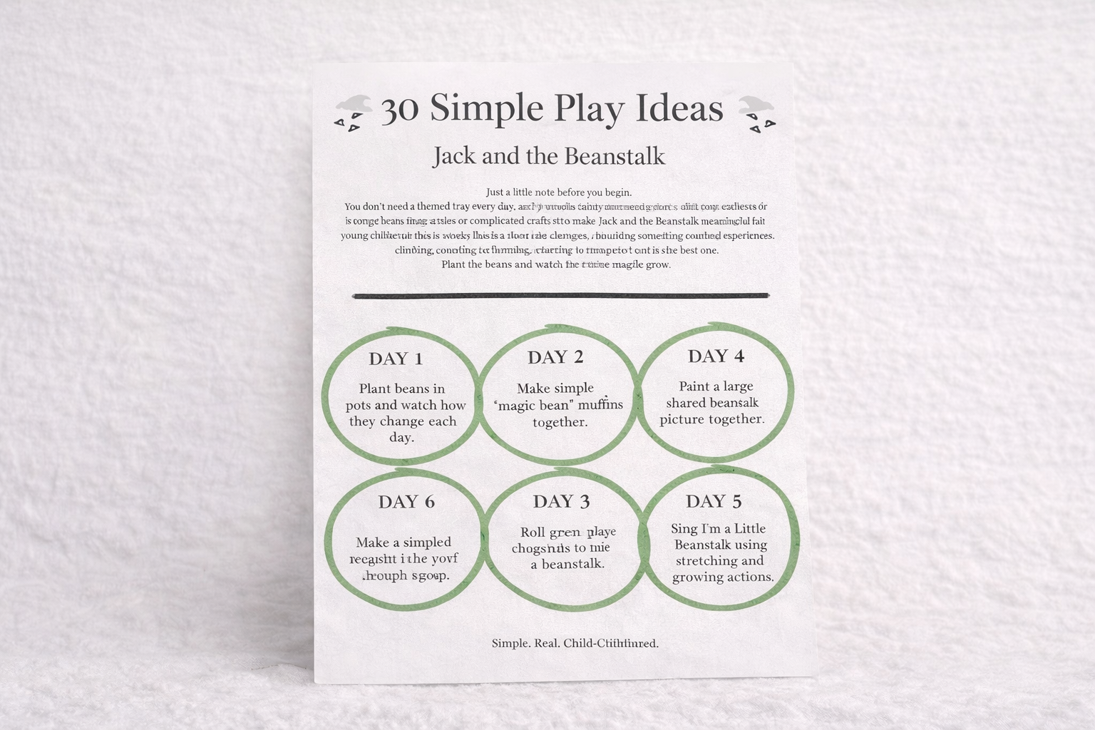Bookish Play sheet Jack & The Beanstalk